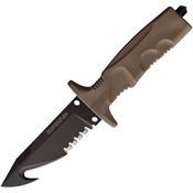 Fox 0171102 Supersum Rescue Black Fixed Blade Knife Desert Tan Handles