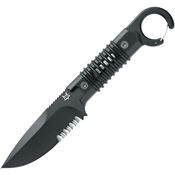 Fox 630B Ferox Serrated Black Fixed Blade Knife Black Handles