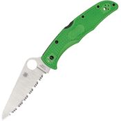 Spyderco 91FSGR2 Pacific Salt 2 Serrated Lockback Knife Green Handles