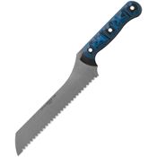TOPS DCR71 Dicer 7 Bread Serrated Tumbled Fixed Blade Knife Black and Blue Handles