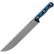TOPS DCR1001 Dicer 10 Slicer Tumbled Fixed Blade Knife Black and Blue Handles