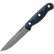 TOPS DCR401 Dicer Steak Tumbled Fixed Blade Knife Black and Blue Handles