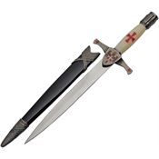 China Made 211512 Crusader Dagger Satin Fixed Blade Knife White Handles