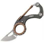 CRKT 9082 Compano Carabiner Silver Fixed Blade Knife Black Handles