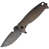 DPx Gear HSF015 HEST F Black Stonewashed Framelock Knife Bronze Handles