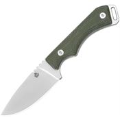 QSP Knife 124D Workaholic Satin Fixed Blade Knife Green Handles