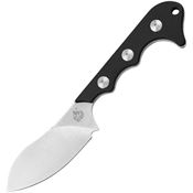 QSP Knife 125A Neckmuk Neck Satin Fixed Blade Knife Black Handles
