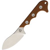 QSP Knife 125B Neckmuk Neck Satin Fixed Blade Knife Brown Handles