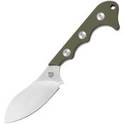 QSP Knife 125C Neckmuk Neck Satin Fixed Blade Knife Green Handles