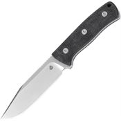QSP Knife 134A Bison Satin Fixed Blade Knife Black Handles