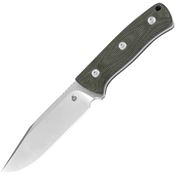 QSP Knife 134C Bison Satin Fixed Blade Knife Green Handles