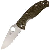 Spyderco 122PSOD Tenacious LWT Part Serrated Knife OD Green Handles