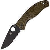 Spyderco 122PSODBK Tenacious LWT Serrated Black Knife OD Green Handles