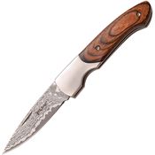 Elk Ridge 968PW ER968PW Damascus Folding Knife Brown Pakkawood Handles