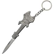 Pakistan 211383 Guitar Keychain Satin Folding Knife Gray Handles