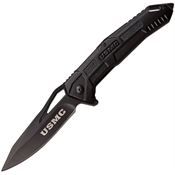 USMC A1060BK USMC Black Framelock Knife A/O Black Handles