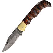 Damascus 1286 Twisted Wood Lockback Knife