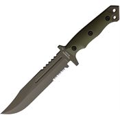 Halfbreed LIK01OD Large Infantry Serrated Gree Fixed Blade Knife Green Handles