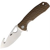 Honey Badger 1252 Large Hook Linerlock Knife Tan