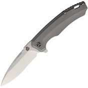 QSP Knife 116A Woodpecker Framelock Knife Gray Handles