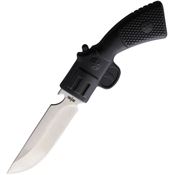 S-TEC 221193SL Revolver Neck Satin Fixed Blade Knife Black Handles