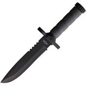 S-TEC 22188BK2 Survival Black Fixed Blade Knife Gray Handles