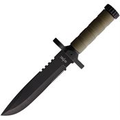 S-TEC 22188GN2 Survival Black Fixed Blade Knife OD Green Textured Handles