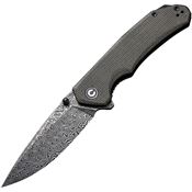 Civivi 2102DS3 Brazen Damascus Linerlock Knife Green Handles