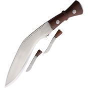 Factory X NH57 Khukri Machete Satin Fixed Blade Knife Brown Handles