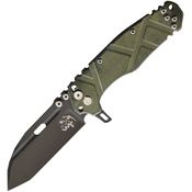 Wander Tactical 16G Hurricane Button Lock Knife Green Handles