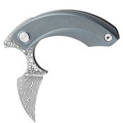 Bestech 2103I STRELIT Damascus Framelock Knife Blue Handles