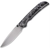 Civivi 2106B Imperium Linerlock Knife Silver Shred Carbon Fiber Handles