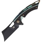 EOS 085 Mini Nautilus Black Framelock Knife Green Handles