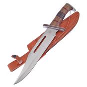 Frost CW652DW Grand River Bowie Satin Fixed Blade Knife Brownwood Handles