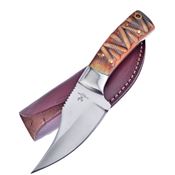 Frost WT1104 Chainsaw Skinner Satin Fixed Blade Knife Brown Jigged Handles