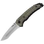 SOG KU3003 Kiku Button Lock A/O Knife Green Handles