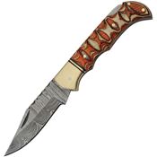 Damascus 1285 Twisted Wood Lockback Knife