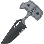 TOPS GR01 Grim Reaper Serrated Black Fixed Blade Knife Black Micarta Handles