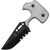 TOPS GR01 Grim Reaper Serrated Black Fixed Blade Knife Black Micarta Handles