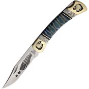 Yellowhorse 352 Eagle Custom Buck 110 Lockback Knife Blue Mammoth Handles