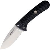 Maserin 975G10N Sax Serrated Satin Fixed Blade Knife Black Handles