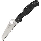 Spyderco 14FSBKBL3 Rescue 3 Serrated Lockback Knife Black Handles