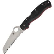 Spyderco 14FSBKRD3 Rescue 3 Serrated Lockback Knife Black/Red Handles