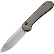 Civivi Knives 2103C Elementum Button Lock Stonewash Knife Green Handles