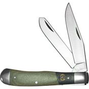Roper Knives 0002CMG Rattler Trapper Knife Green Micarta Handles