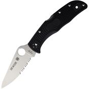 Spyderco Knives 243FPSBKRD Endela Red Line Part Serrated VG-10 Lockback Knife Black Handles