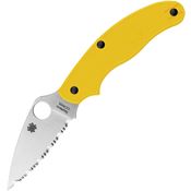 Spyderco Knives 94SYL Penknife Lightweight Serrated Knife Yellow Handles