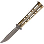 Benchmark 025 BM025 Butterfly Stonewash Knife Gold Handles