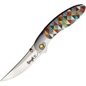 Brighten Blades 001 Laugh Linerlock Knife Geometric Artwork Handles
