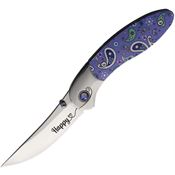 Brighten Blades 002 Happy Linerlock Knife Purple Paisley Handles